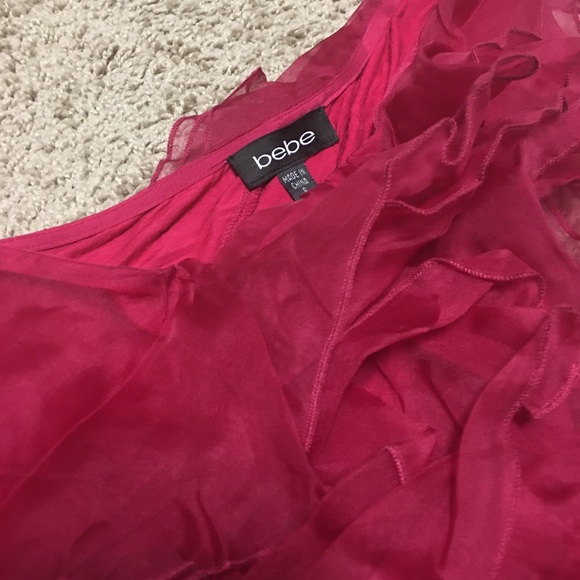 Bebe Cranberry Red Ruffle Tank - Picture 3 of 5